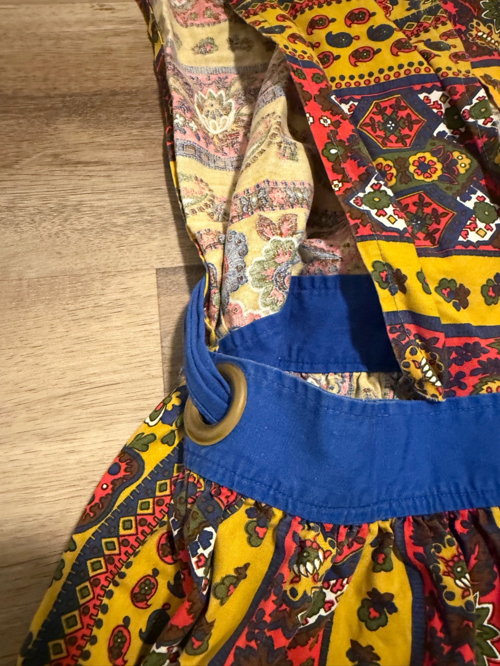 VTG Design House Apron Pinafore Dress 60s 70s Lotus Floral Paisley Cottagecore - Picture 7 of 12